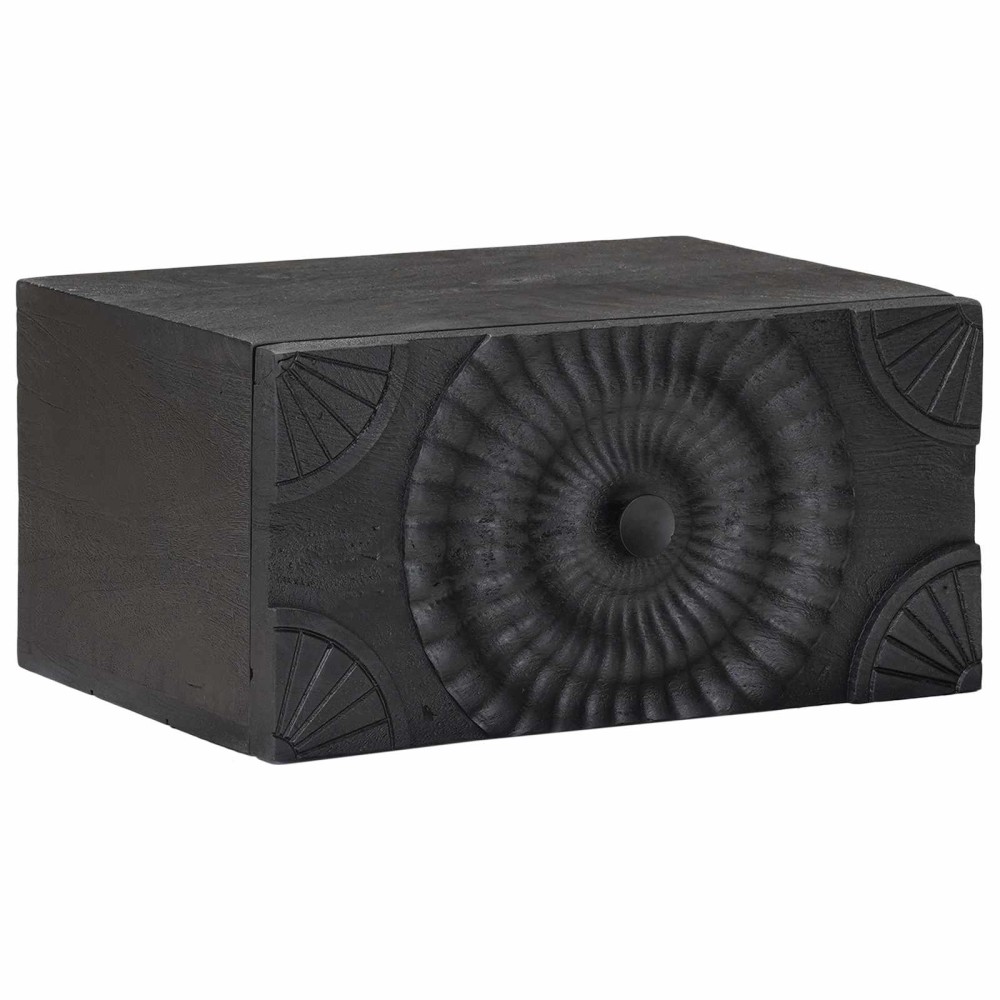vidaXL Χειροποίητο Κομοδίνο Μαύρο 40x30x20cm Στερεό ξύλο μάνγκο 1 τεμ.