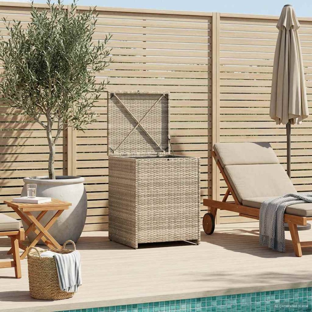 vidaXL Κουτί Μαξιλαριών Ανοιχτό γκρι 55x55x69cm συνθετικό ρατάν