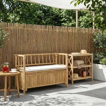 vidaXL Πάγκος Αποθήκευσης Κήπου 110x47x80cm Μπαμπού Φυσικό 1 τεμ.