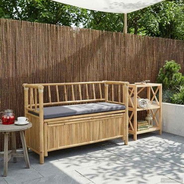 vidaXL Πάγκος Αποθήκευσης Κήπου 110x47x80cm Μπαμπού Φυσικό 1 τεμ.