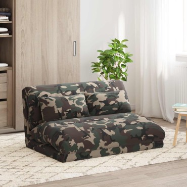 vidaXL Ρυθμιζόμενη Πολυθρόνα Δαπέδου Στρατιωτικό Πράσινο Ύφασμα 110x82x55cm
