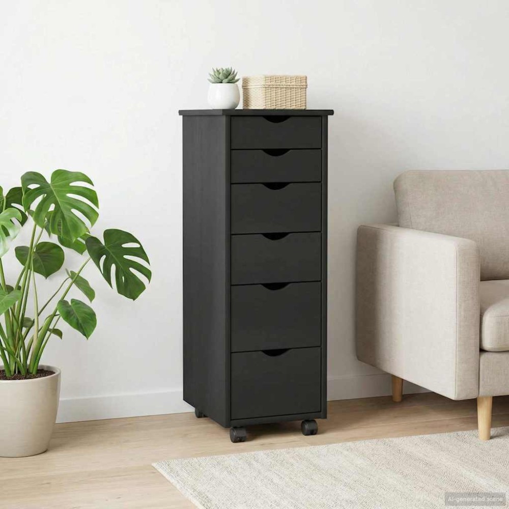 vidaXL Κινητό Ντουλάπι 34x39x93,5cm Στερεό ξύλο πεύκου Μαύρο