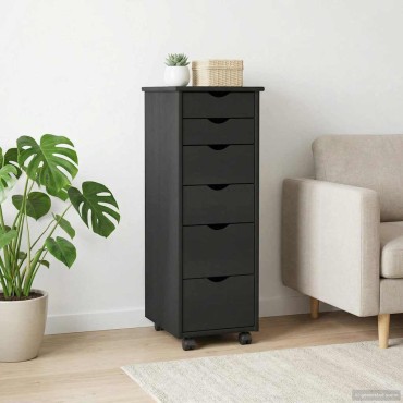 vidaXL Κινητό Ντουλάπι 34x39x93,5cm Στερεό ξύλο πεύκου Μαύρο