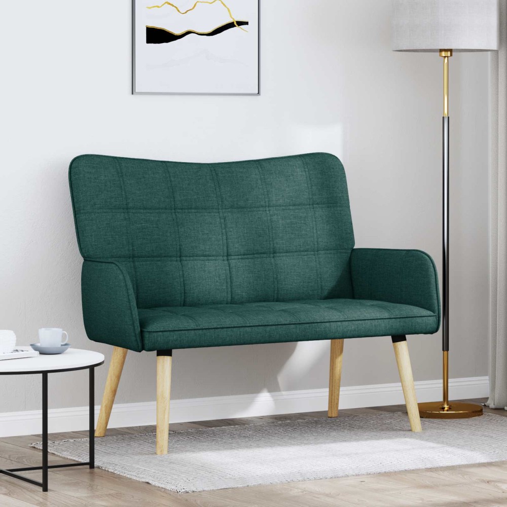 vidaXL Καναπές 2 ατόμων Σκούρο Πράσινο 115x61x87cm Ύφασμα