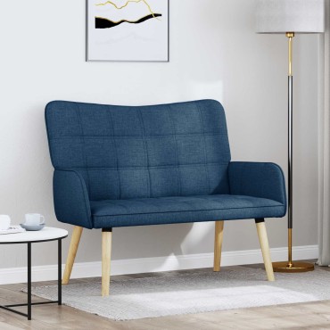 vidaXL Καναπές 2 ατόμων Μπλε 115x61x87cm Ύφασμα
