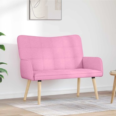 vidaXL Καναπές 2 ατόμων Ροζ 115x61x87cm Ύφασμα
