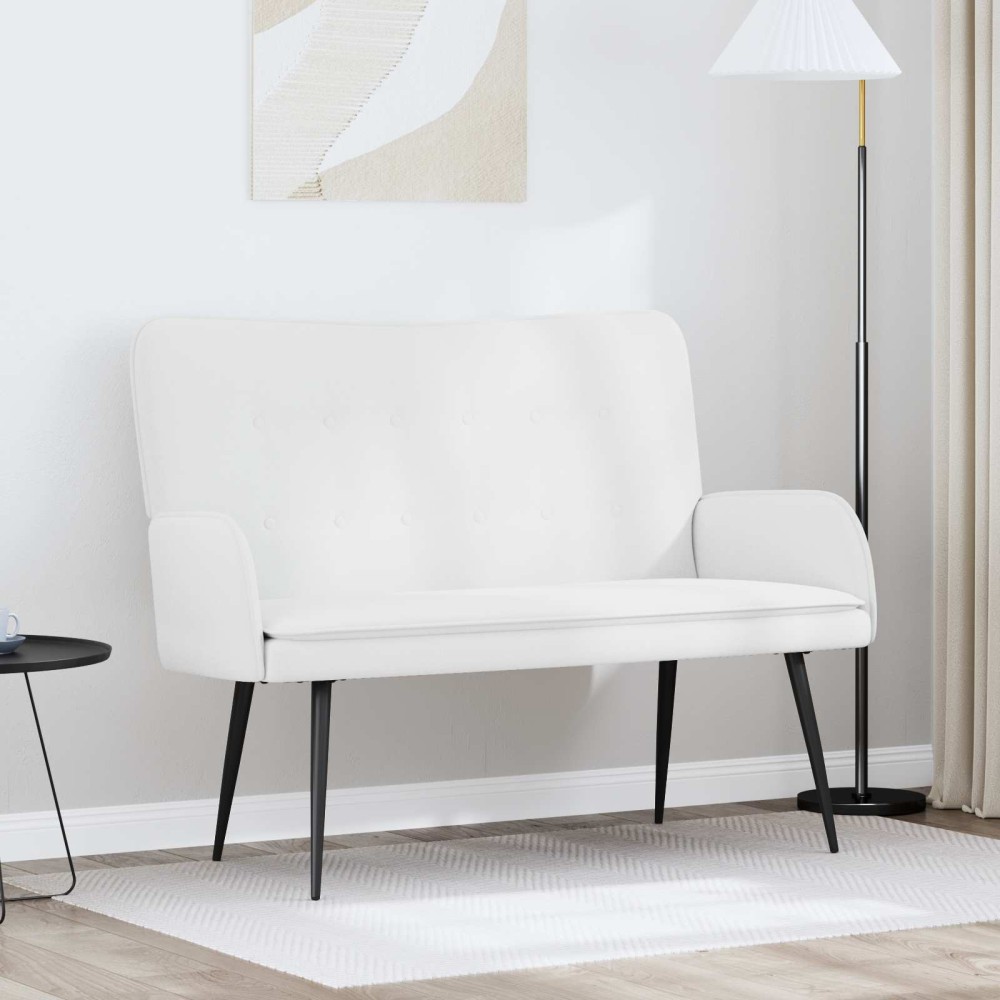 vidaXL Καναπές 2 ατόμων Λευκό 115x61x87cm Ύφασμα