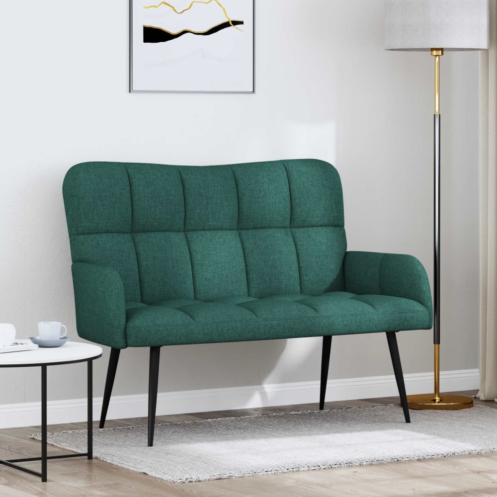 vidaXL Καναπές 2 ατόμων Σκούρο Πράσινο 115x61x87cm Ύφασμα