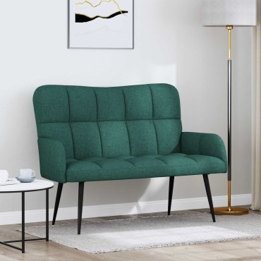 vidaXL Καναπές 2 ατόμων Σκούρο Πράσινο 115x61x87cm Ύφασμα