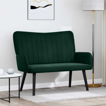 vidaXL Καναπές 2 ατόμων Σκούρο Πράσινο 115x61x87cm Βελούδο