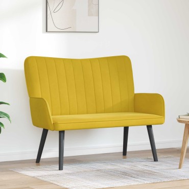 vidaXL Καναπές 2 ατόμων Κίτρινο 115x61x87cm Βελούδο