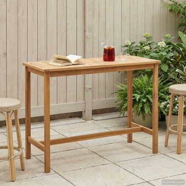 vidaXL Τραπέζι μπαρ Φυσικό 150x75x105cm Στερεό Ξύλο Τίκ 1 τεμ.