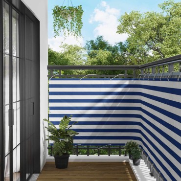 vidaXL Οθόνη Μπαλκονιού Μπλε και άσπρο 110 x 600 εκ Ύφασμα Όξφορντ