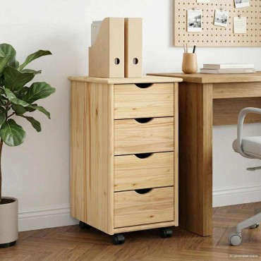 vidaXL Κινητό Ντουλάπι Καφέ 65,5x34x39cm Στερεό ξύλο πεύκου