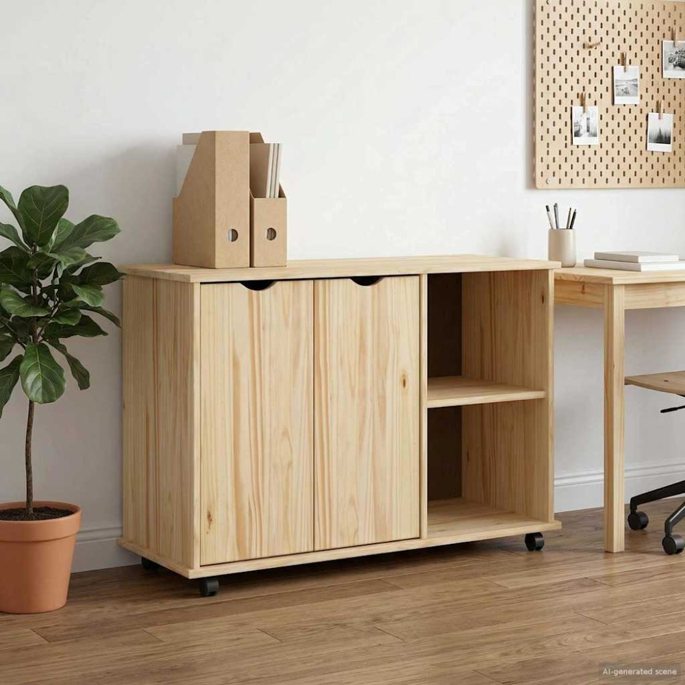 vidaXL Κινητό Ντουλάπι Καφέ 100x39x65,5cm Στερεό ξύλο πεύκου