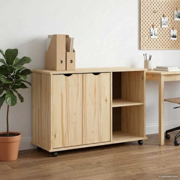 vidaXL Κινητό Ντουλάπι Καφέ 100x39x65,5cm Στερεό ξύλο πεύκου
