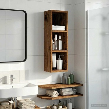 vidaXL Ντουλάπα τοίχου μπάνιου Παλιό ξύλο 20x16x62,5cm 1 τεμ.