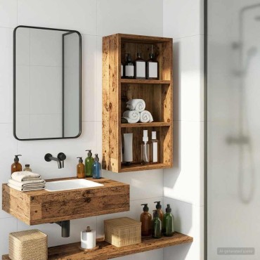 vidaXL Ντουλάπα τοίχου μπάνιου Παλιό ξύλο 30x16x62,5cm 1 τεμ.