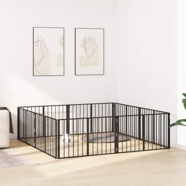 vidaXL Πόρτα Σκύλου 8 τμχ. Μαύρο 100 x 60 cm Επικαλυμμένος Χάλυβας