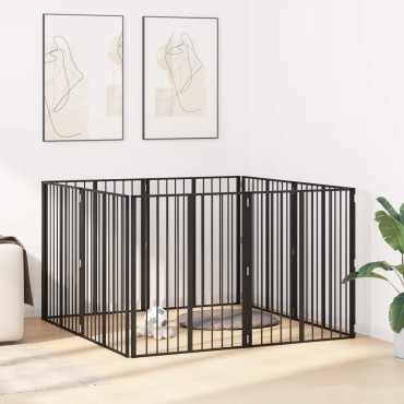 vidaXL Πόρτα Σκύλου 8 τμχ. Μαύρο 80 x 100 cm Επικαλυμμένος Χάλυβας