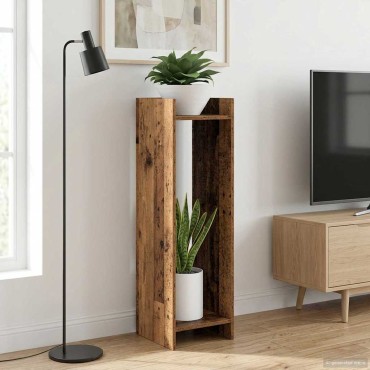 vidaXL Βάση φυτών Παλιό ξύλο 30 x 30 x 100 εκ