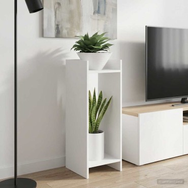 vidaXL Βάση φυτών Λευκός 30 x 30 x 80 cm Μηχανικά επεξεργασμένο ξύλο