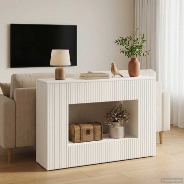 vidaXL Τραπέζι κονσόλας Ριγέ Λευκός 101x29x74cm