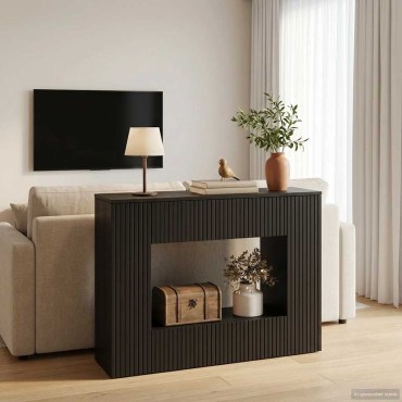 vidaXL Τραπέζι κονσόλας Ριγέ Μαύρο 101x29x74cm