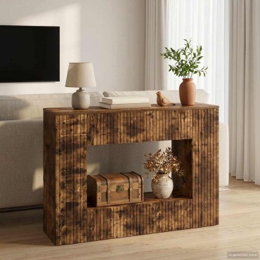 vidaXL Τραπέζι κονσόλας Ριγέ Καπνιστή Δρυς 101x29x74cm