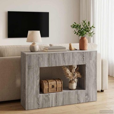 vidaXL Τραπέζι κονσόλας Ριγέ Γκρι Σονομά 101x29x74cm