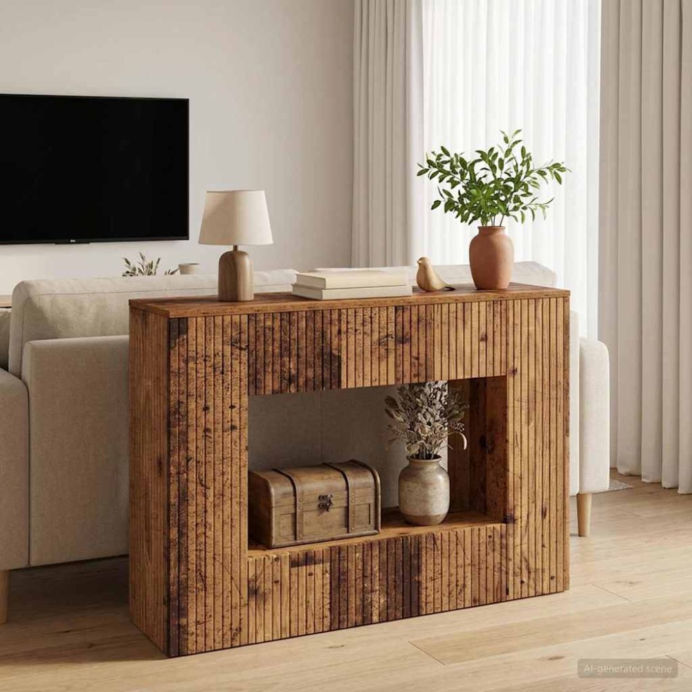 vidaXL Τραπέζι κονσόλας Ριγέ Παλιό ξύλο 101x29x74cm