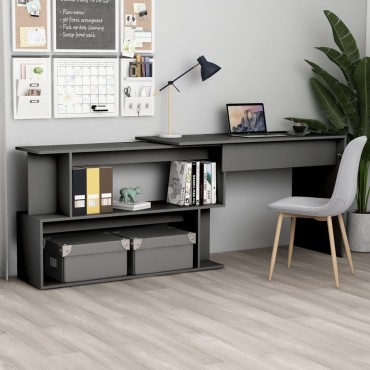 vidaXL Γραφείο Γωνιακό Γκρι 200x50x76cm από Μοριοσανίδα 1 τεμ.