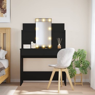 vidaXL Μπουντουάρ με LED Φώτα Μαύρο 96x40x142cm 1 τεμ.