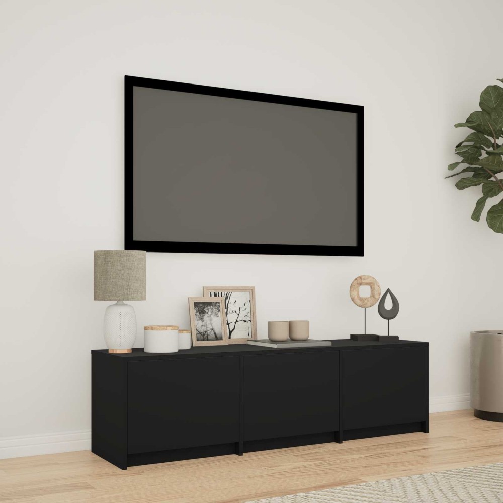 vidaXL Τηλεοπτική βιβλιοθήκη με LED 140x34x40cm Μαύρο