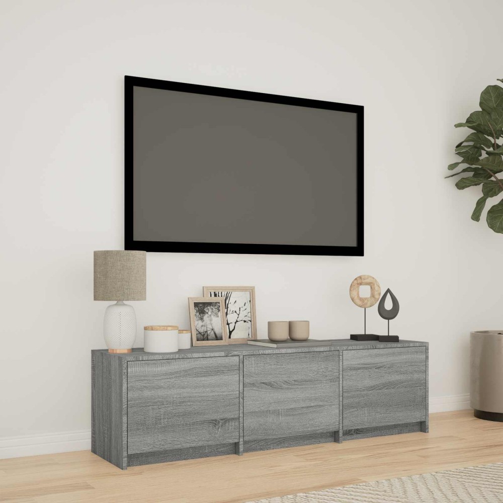 vidaXL Τηλεοπτική βιβλιοθήκη με LED 140x34x40cm Γκρι Σονομά