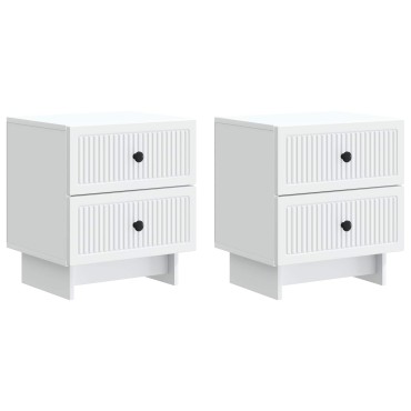 vidaXL Κομοδίνο 2 τεμ. Λευκό 43x34,5x47,5cm Επεξεργασμένο Ξύλο