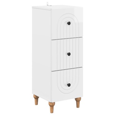 vidaXL Ντουλάπι με Συρτάρια Γυαλιστερό Λευκό 33x34,5x90 εκ 1 τεμ.