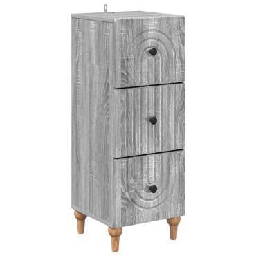 vidaXL Ντουλάπι με Συρτάρια Γκρι Sonoma 33x34,5x90 εκ 1 τεμ.