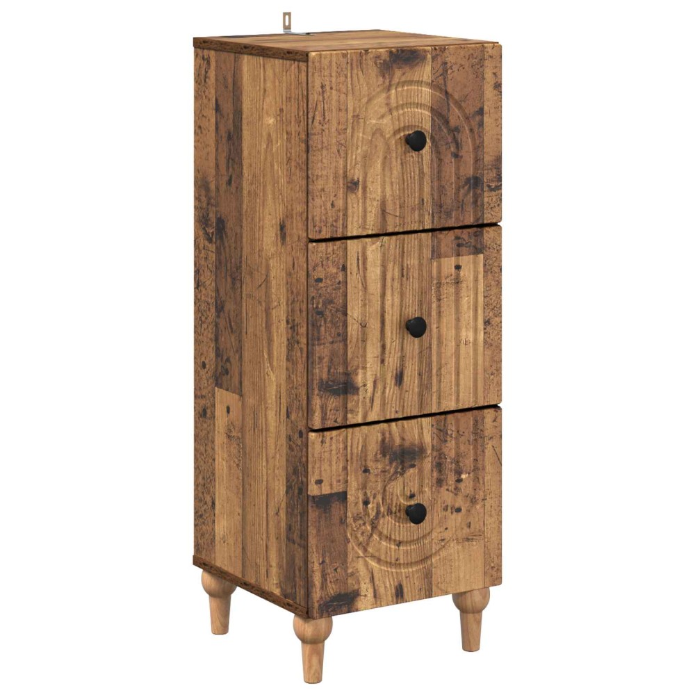 vidaXL Ντουλάπι με Συρτάρια Παλαιωμένο ξύλο 33x34,5x90 εκ 1 τεμ.