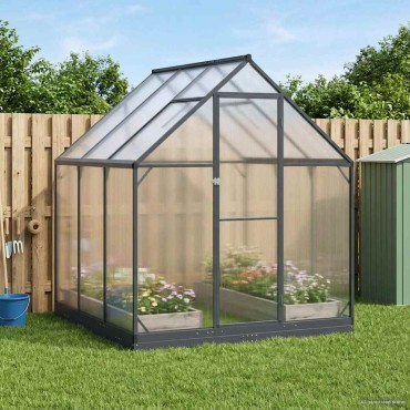 vidaXL Θερμοκήπιο Κήπου με πόρτα Ανθρακί 183,5 x 183,5 x 207 εκ