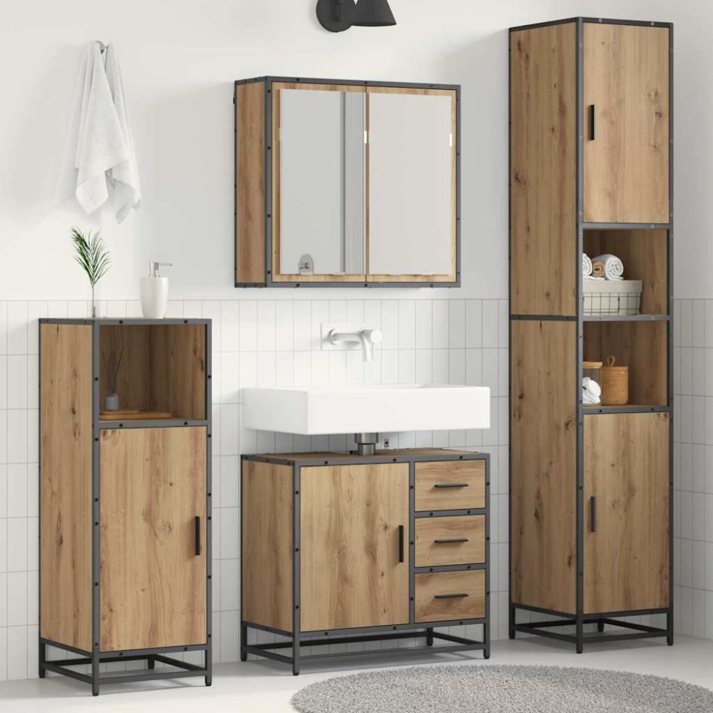 vidaXL Σετ Επίπλων Μπάνιου 3 τεμ. Artisan Oak 65x33x60 εκ