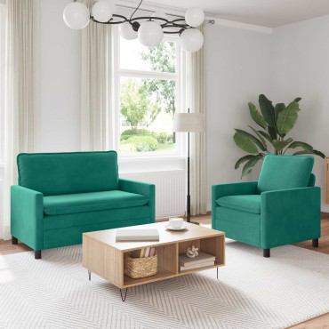 vidaXL Σετ Καναπέ 2 τεμ. Τιρκουάζ Βελούδο 126x81x87,5cm  Διθέσιος