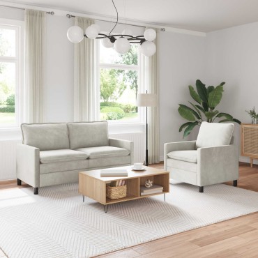 vidaXL Σετ Καναπέ 2 τεμ. Κρεμ Βελούδο 156x81x87,5cm  Διθέσιος