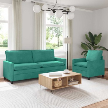vidaXL Σετ Καναπέ 2 τεμ. Τιρκουάζ Βελούδο 196x81x87,5cm  Διθέσιος
