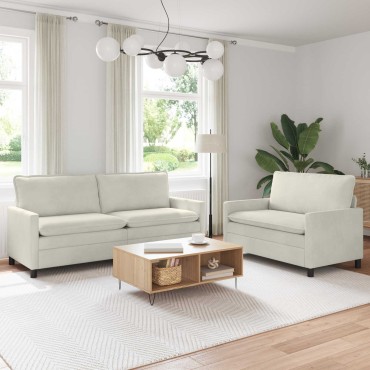 vidaXL Σετ Καναπέ 2 τεμ. Κρεμ Βελούδο 196x81x87,5cm  Διθέσιος