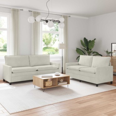 vidaXL Σετ Καναπέ 2 τεμ. Κρεμ Βελούδο 196x81x87,5cm  Διθέσιος