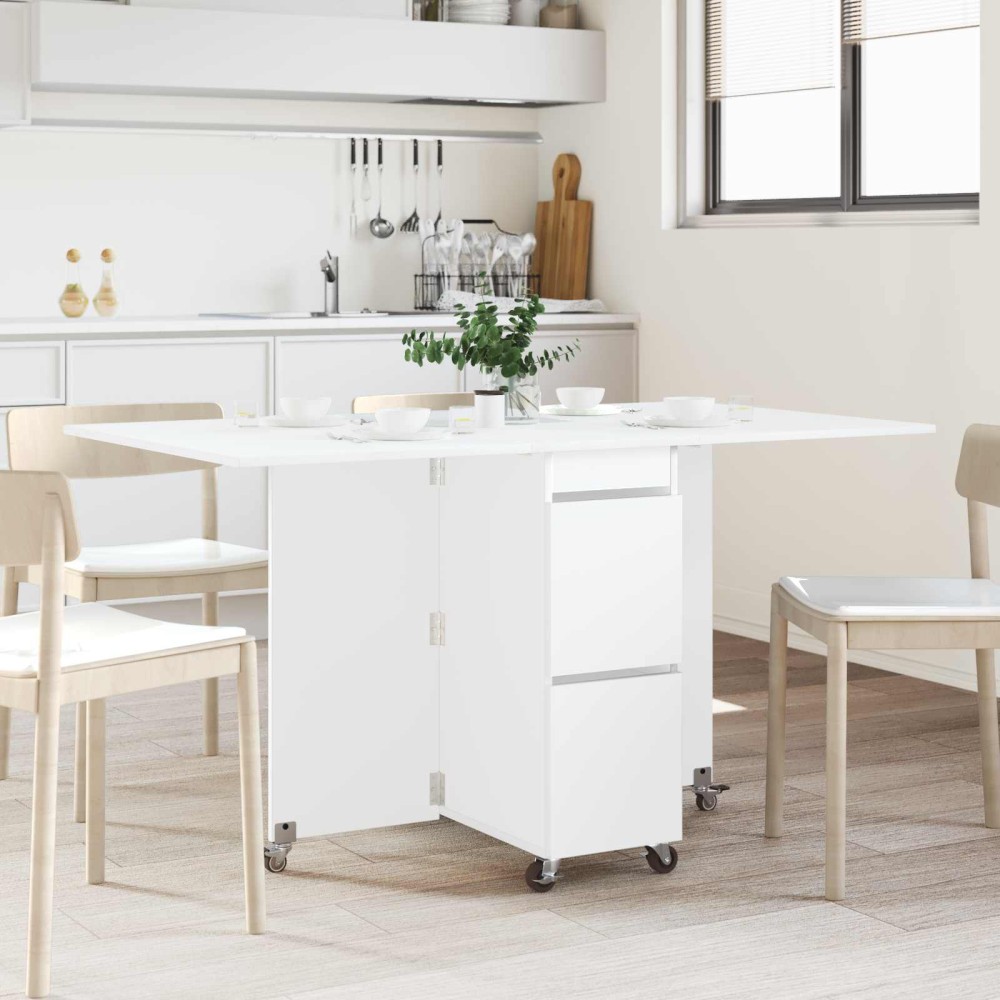 vidaXL Τραπέζι φαγητού 140x80x77cm Επεξεργασμένο Ξύλο Λευκό 1 τεμ.