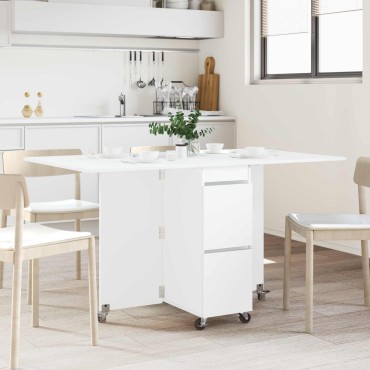 vidaXL Τραπέζι φαγητού 140x80x77cm Επεξεργασμένο Ξύλο Λευκό 1 τεμ.
