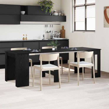 vidaXL Τραπέζι φαγητού 240x85x75cm Επεξεργασμένο Ξύλο Μαύρη Δρυς 1 τεμ.