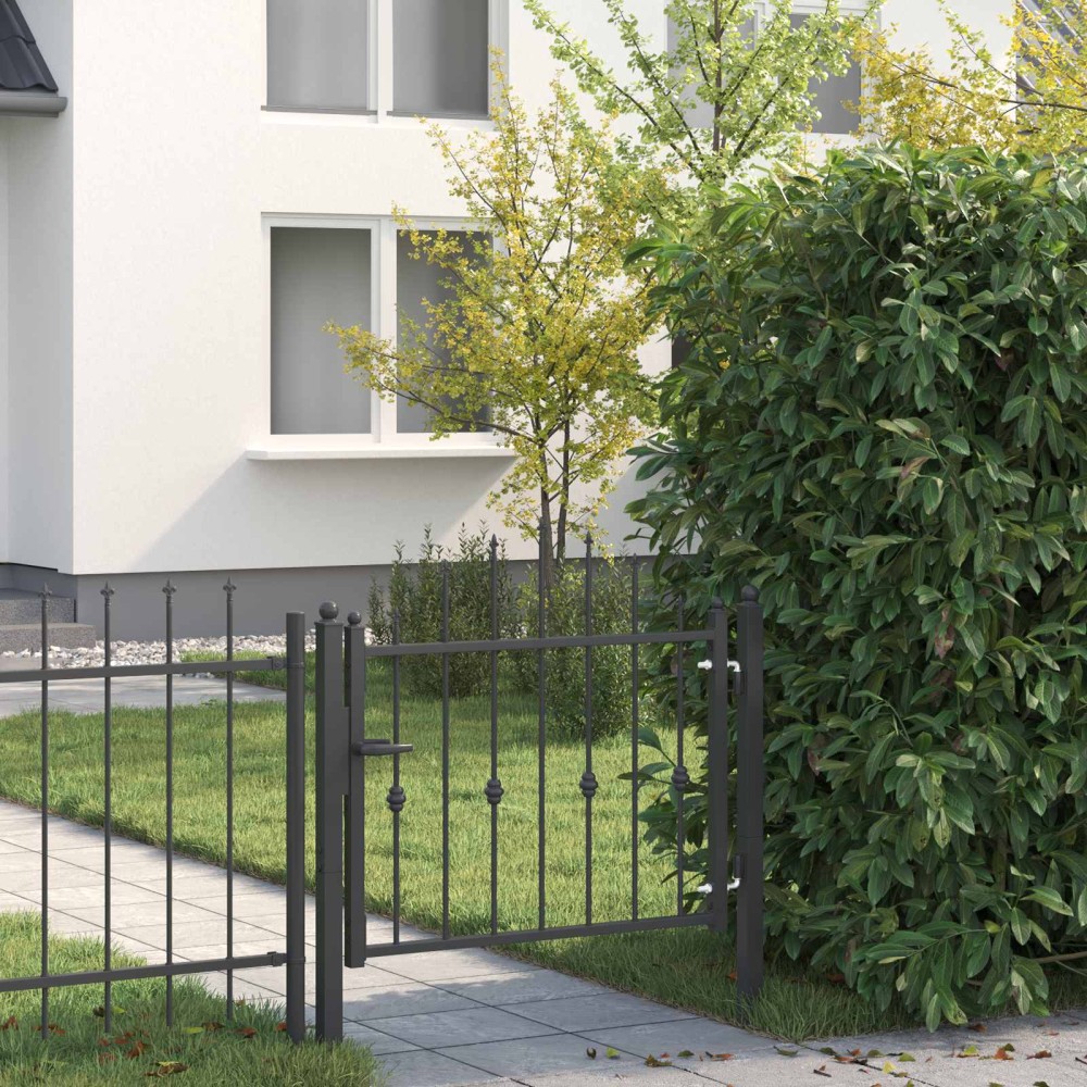 vidaXL Πύλη Φράχτη ASTEN 100 x 75 cm Μέταλλο Μαύρο Κλειδώσιμο